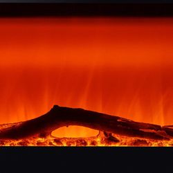 Stufa elettrica 1600 W, 84 x 26 x 53 cm, in metallo e vetro temperato nero | Collezione Minesota