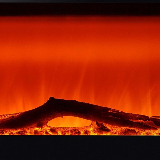 Stufa elettrica 1600 W, 84 x 26 x 53 cm, in metallo e vetro temperato nero | Collezione Minesota