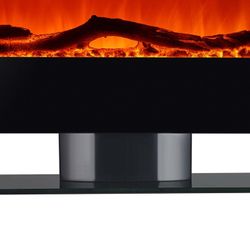 Stufa elettrica 1600 W, 84 x 26 x 53 cm, in metallo e vetro temperato nero | Collezione Minesota