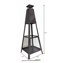 Camino da esterno, 40 x 40 x 140 cm, in ferro battuto nero | Collezione Akita totem