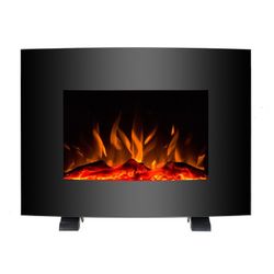 Chimenea eléctrica 2000 W, 55 x 22 x 43 cm, de metal y resina en negro | Colección Iowa