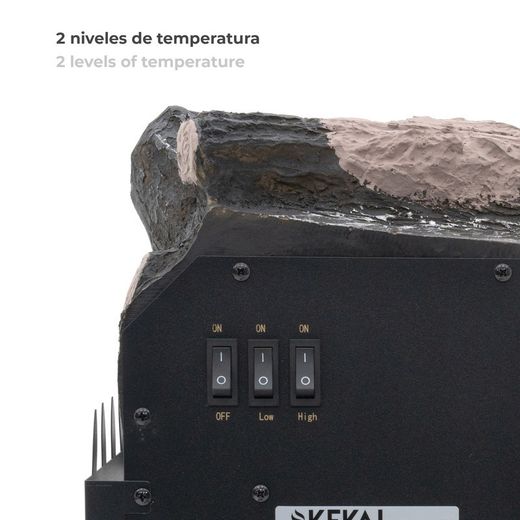 Chimenea eléctrica, 47,5 x 22 x 40,36 cm, de acero y resina en negro | Colección Utah