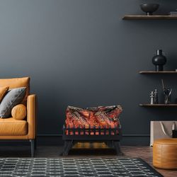 Chimenea eléctrica, 47,5 x 22 x 40,36 cm, de acero y resina en negro | Colección Utah