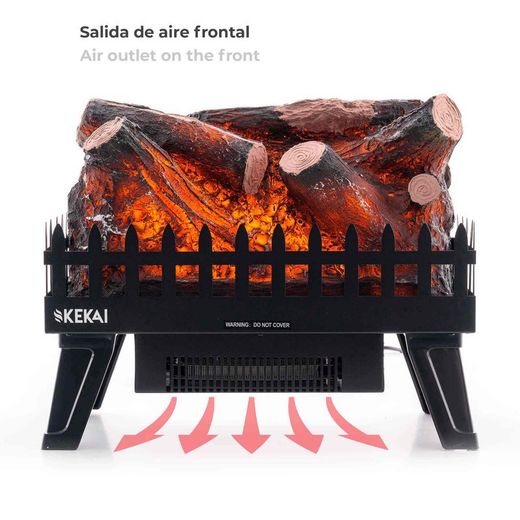 Chimenea eléctrica, 47,5 x 22 x 40,36 cm, de acero y resina en negro | Colección Utah