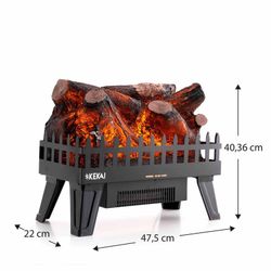 Chimenea eléctrica, 47,5 x 22 x 40,36 cm, de acero y resina en negro | Colección Utah