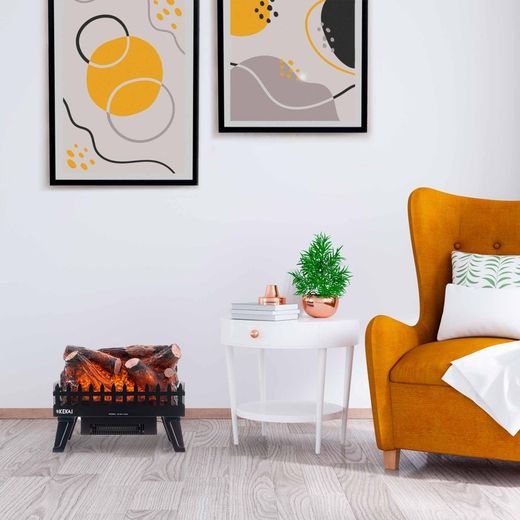 Chimenea eléctrica, 47,5 x 22 x 40,36 cm, de acero y resina en negro | Colección Utah