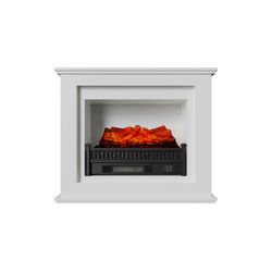 Stufa Elettrica con Fuoco Simulato e Rivestimento Bianco, 90x30x75 cm, Telecomando
