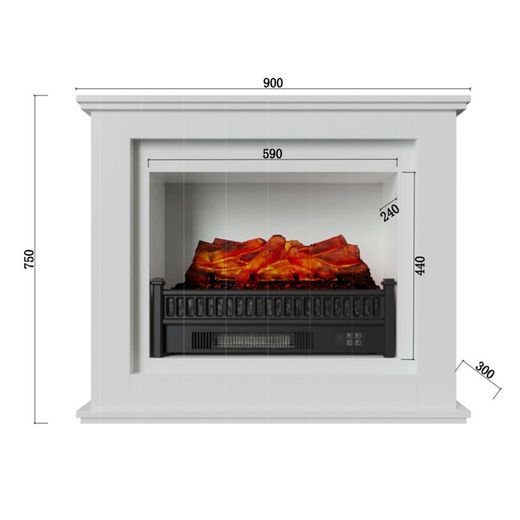 Cheminée Électrique avec Feu Simulé et Revêtement Blanc, 90x30x75 cm, Télécommande