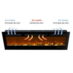Stufa elettrica decorativa, 173 x 10 x 46 cm, in acciaio e vetro temperato nero | Collezione Maine