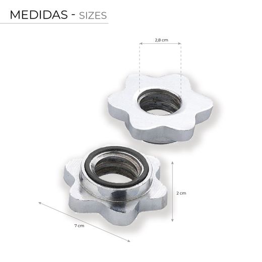 Cierre de Estrella para Mancuernas Fytter, Metal Resistente, 2,8 cm, Pack de 2