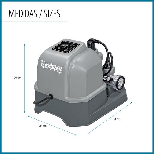 Clorador Salino Bestway Flowclear Hydrogenic para Piscinas hasta 26.498 L con Temporizador