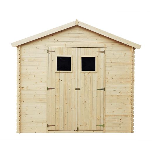 Cobertizo de Madera Natural Gardiun Dimitri 238x238x236 cm - 6,8 m² con Cubierta Asfáltica y Puerta Doble Abatible para Jardín