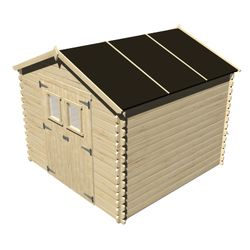 Cobertizo de Madera Natural Gardiun Dimitri 238x238x236 cm - 6,8 m² con Cubierta Asfáltica y Puerta Doble Abatible para Jardín