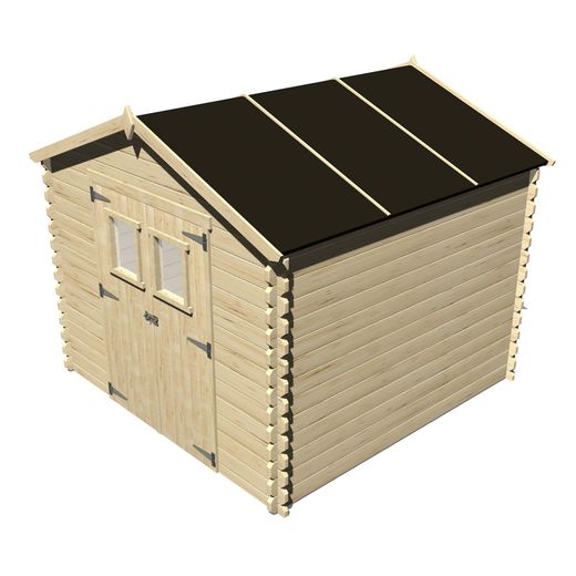 Cobertizo de Madera Natural Gardiun Dimitri 238x238x236 cm - 6,8 m² con Cubierta Asfáltica y Puerta Doble Abatible para Jardín
