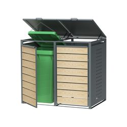 Gardiun Liam 132x80x116 cm Abfalltonnenbox aus verzinktem Stahl | Modulare Recyclingtonnenbox mit Öffnung oben | Langlebiges und stilvolles Design für den Außenbereich