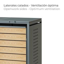 Gardiun Liam 132x80x116 cm Abfalltonnenbox aus verzinktem Stahl | Modulare Recyclingtonnenbox mit Öffnung oben | Langlebiges und stilvolles Design für den Außenbereich