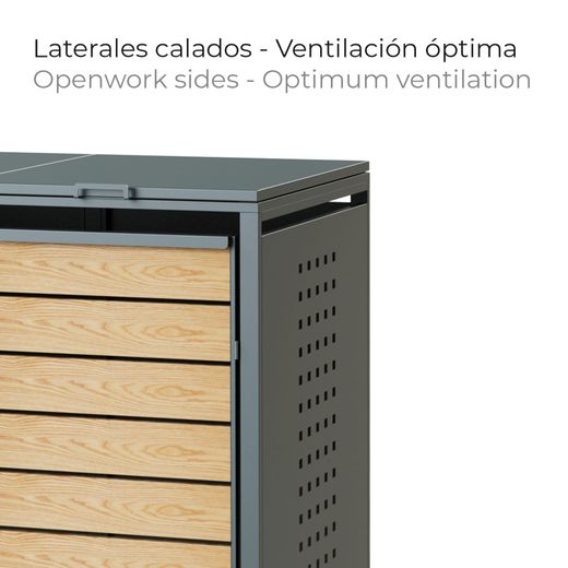 Gardiun Liam 132x80x116 cm Abfalltonnenbox aus verzinktem Stahl | Modulare Recyclingtonnenbox mit Öffnung oben | Langlebiges und stilvolles Design für den Außenbereich
