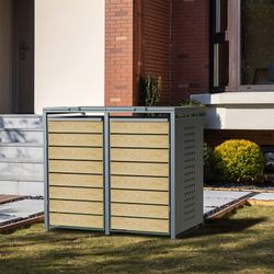 Gardiun Liam 132x80x116 cm Abfalltonnenbox aus verzinktem Stahl | Modulare Recyclingtonnenbox mit Öffnung oben | Langlebiges und stilvolles Design für den Außenbereich