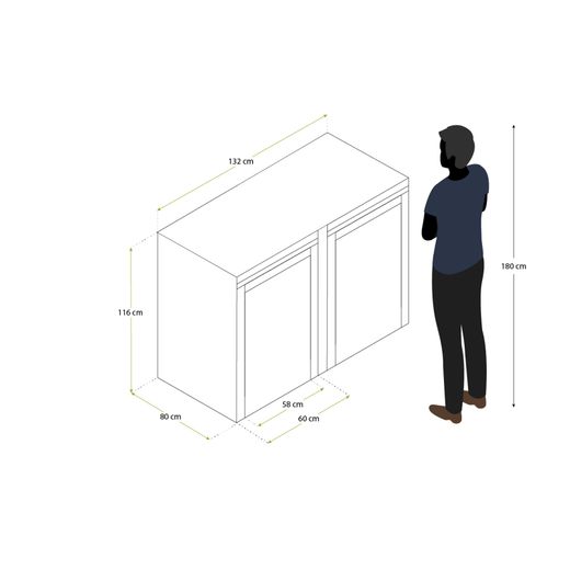 Gardiun Liam 132x80x116 cm Abfalltonnenbox aus verzinktem Stahl | Modulare Recyclingtonnenbox mit Öffnung oben | Langlebiges und stilvolles Design für den Außenbereich