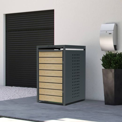 Gardiun Liam 68x80x116 cm Recyclingbehälter-Unterstand aus verzinktem Stahl | Modulare Recyclingbehälter-Unterführung mit Öffnung oben | Praktisches und langlebiges Design
