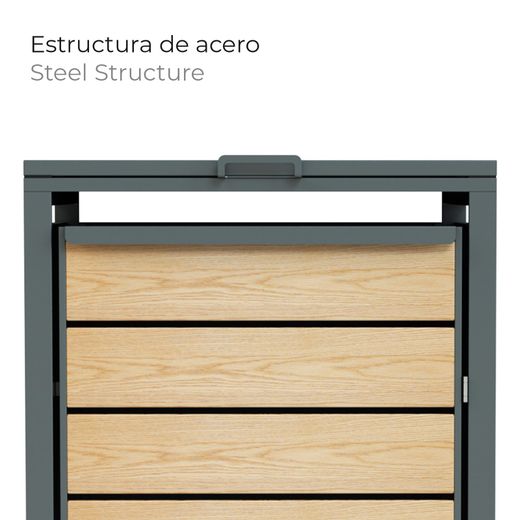 Gardiun Liam 68x80x116 cm Recyclingbehälter-Unterstand aus verzinktem Stahl | Modulare Recyclingbehälter-Unterführung mit Öffnung oben | Praktisches und langlebiges Design