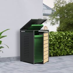 Gardiun Liam 68x80x116 cm Recyclingbehälter-Unterstand aus verzinktem Stahl | Modulare Recyclingbehälter-Unterführung mit Öffnung oben | Praktisches und langlebiges Design