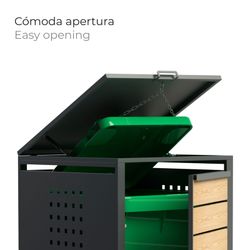 Gardiun Liam 68x80x116 cm Recyclingbehälter-Unterstand aus verzinktem Stahl | Modulare Recyclingbehälter-Unterführung mit Öffnung oben | Praktisches und langlebiges Design