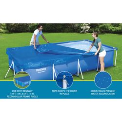 Poolabdeckung für rechteckigen Bestway-Pool 410x226 cm mit Abfluss und Kordel