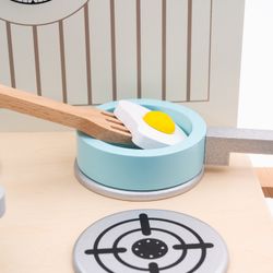 Cocina de Juguete Montessori Robincool con Horno y Accesorios de Madera Ecológica