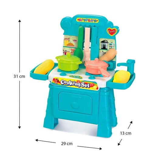 Cucina per bambini, 29 x 13 x 31 cm, in polietilene blu | Collezione Cooking