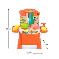 Cucina per bambini, 29 x 13 x 31 cm, in polietilene arancione | Collezione Cooking