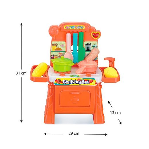 Cucina per bambini, 29 x 13 x 31 cm, in polietilene arancione | Collezione Cooking