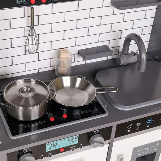 Cucina per bambini, 65 x 30 x 93 cm, in legno grigio | Collezione Little Kitchen