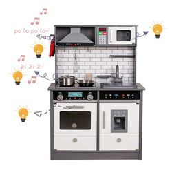 Cucina per bambini, 65 x 30 x 93 cm, in legno grigio | Collezione Little Kitchen