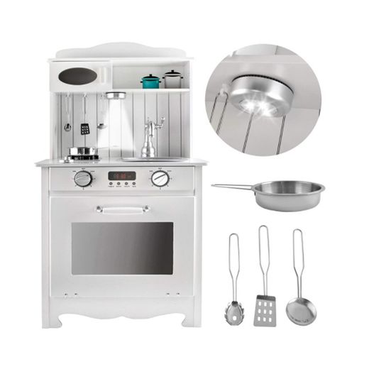 Cucina per bambini, 93 x 43 x 28,5 cm, in legno bianco | Collezione Eva