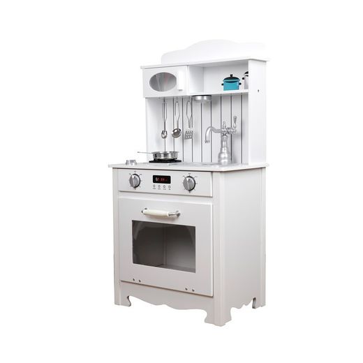 Cucina per bambini, 93 x 43 x 28,5 cm, in legno bianco | Collezione Eva