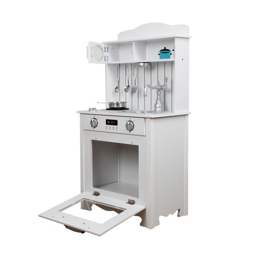 Cucina per bambini, 93 x 43 x 28,5 cm, in legno bianco | Collezione Eva