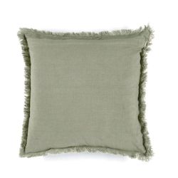 Cuscino con frange, 45 x 45 x 10 cm, in cotone verde | Collezione Cross