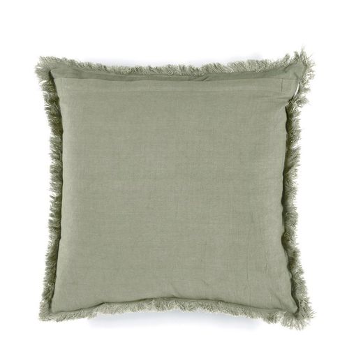 Cuscino con frange, 45 x 45 x 10 cm, in cotone verde | Collezione Cross