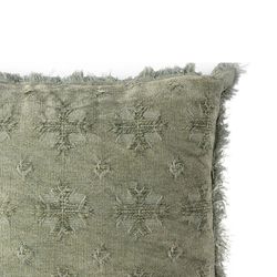 Cuscino con frange, 45 x 45 x 10 cm, in cotone verde | Collezione Cross