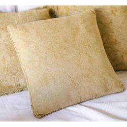 Cuscino con imbottitura, 45 x 45 x 10 cm, in cotone giallo senape | Collezione Plain