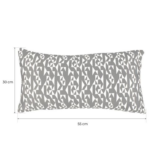 Cuscino, 55 x 30 cm, con stampa geometrica grigio/ruvido | Collezione Breda