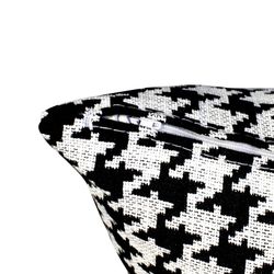 Cuscino, 55 x 30 cm, con stampa a pata de gallo nero e bianco | Collezione Ribe