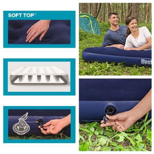 Materasso Gonfiabile da Campeggio Bestway Horizon Doppio 203x152x22 cm Blu