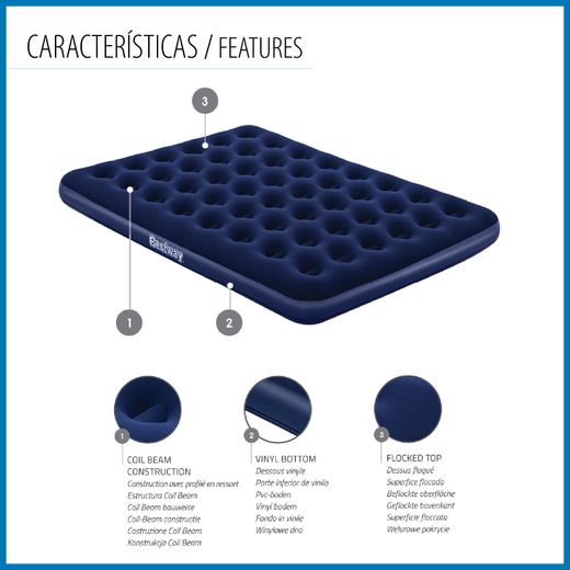 Materasso Gonfiabile da Campeggio Bestway Horizon Doppio 203x152x22 cm Blu
