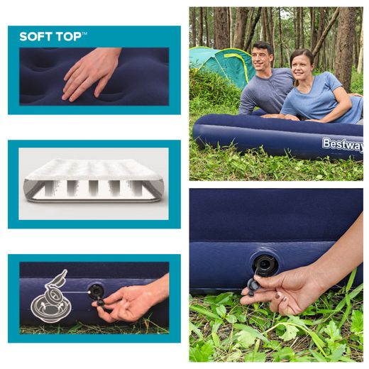 Colchão Inflável Bestway Horizon King Size 203x183x22 cm Azul