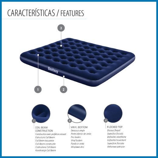 Colchão Inflável Bestway Horizon King Size 203x183x22 cm Azul