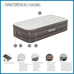 Colchão inflável Bestway Tough Guard 191x97x46cm com bomba integrada
