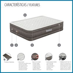 Colchão Inflável Bestway Tough Guard Queen 203x152x46cm com Bomba Integrada