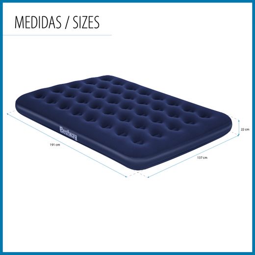 Colchão Inflável Duplo Bestway Horizon 191x137x22 cm Azul